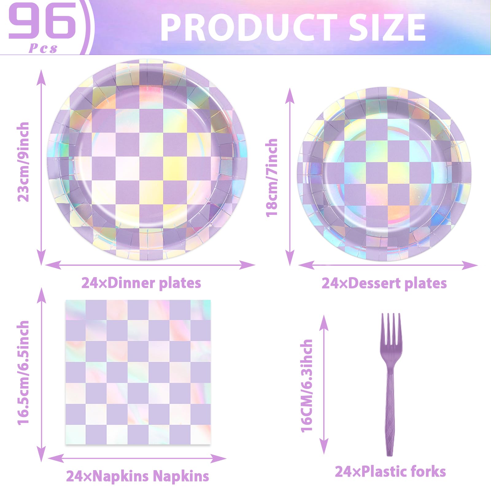 Justforjoyful 7-inch dessert plates with holographic shimmer for dessert displays