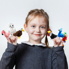JUSTQUNSEEN parrot finger puppet supports interactive learning and family storytelling.