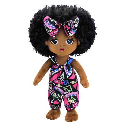 JUSTQUNSEEN black baby doll 12-inch with soft skin for gentle play.