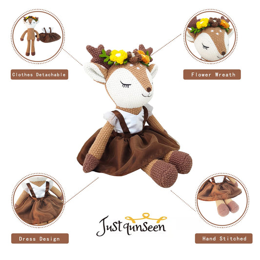 JUSTQUNSEEN deer ballerina doll with intricate dress details for dress-up play