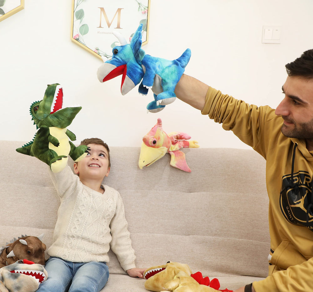 JUSTQUNSEEN dinosaur hand puppet parent-child activity supports bonding and role play