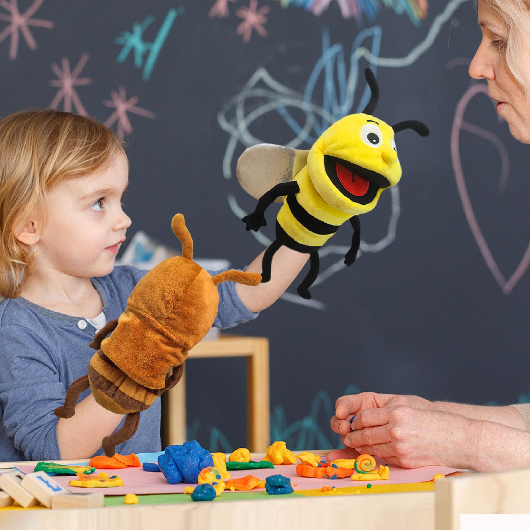 JUSTQUNSEEN dragonfly puppet 13in features durable stitches for long-lasting performances.