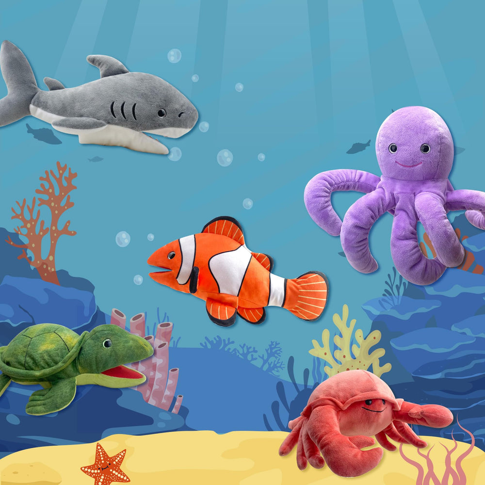 JUSTQUNSEEN ocean puppets collection supports family storytelling and classroom activities.