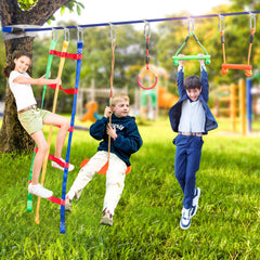 Just.smile ninja backyard play area creates a complete outdoor obstacle course.