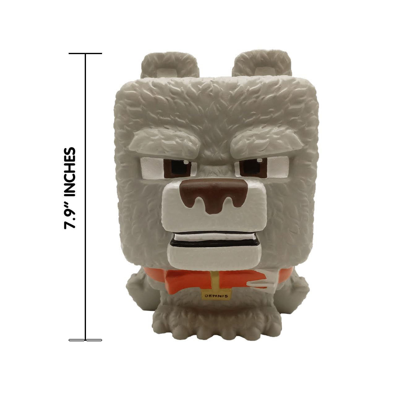 Just Toys Minecraft Mighty Mega Squishme Dennis Wolf side angle highlights large plush for desk use.