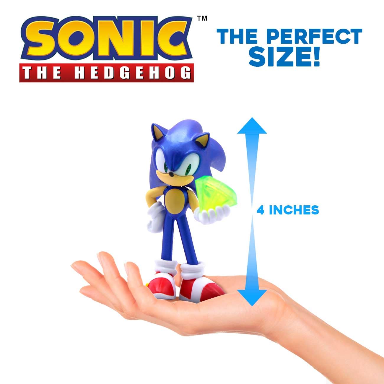 Just Toys Sonic metallic Tails 4-inch figure with interchangeable arms for dynamic posing.