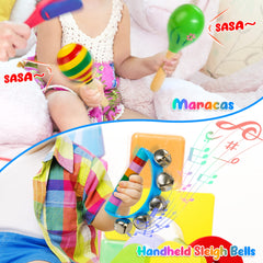 JUSTWOOD castanets provide satisfying clack for toddlers' music exploration and coordinated movement.