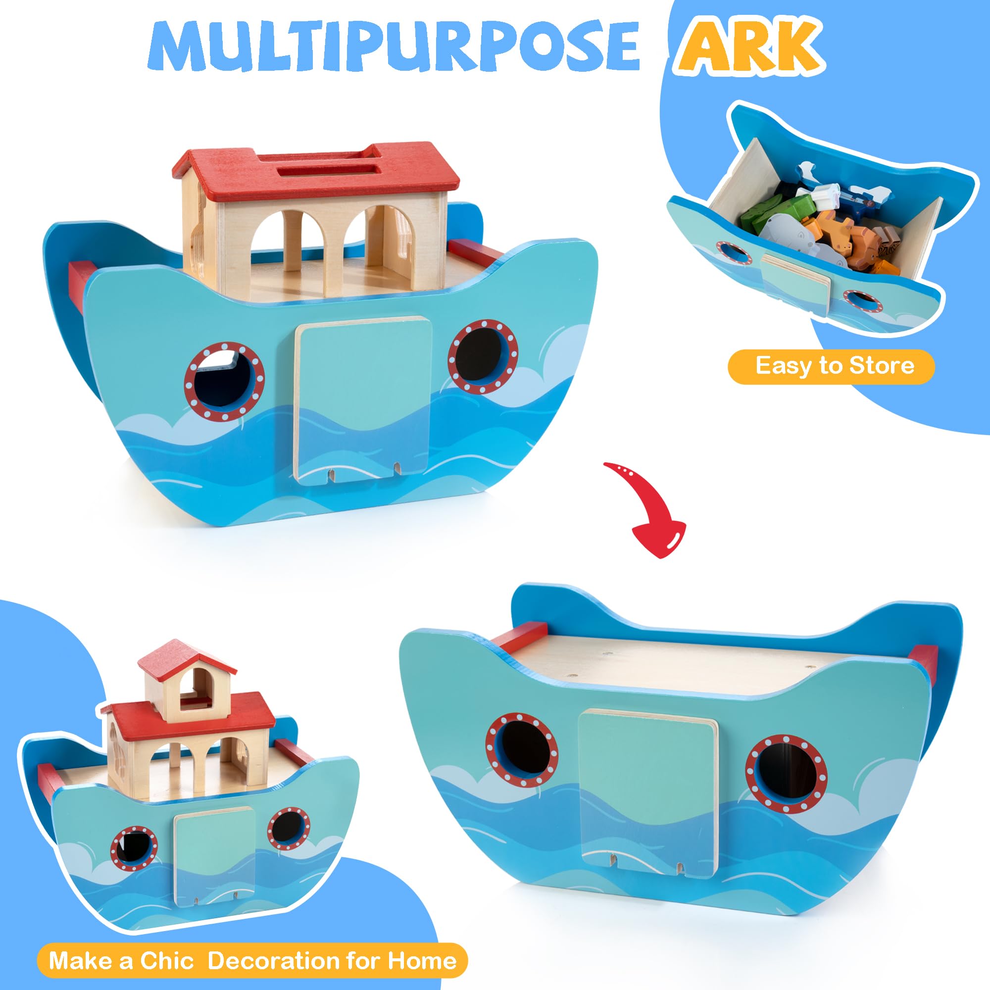 JUSTWOOD Noah's Ark rainbow piece adds colorful pretend journeys.