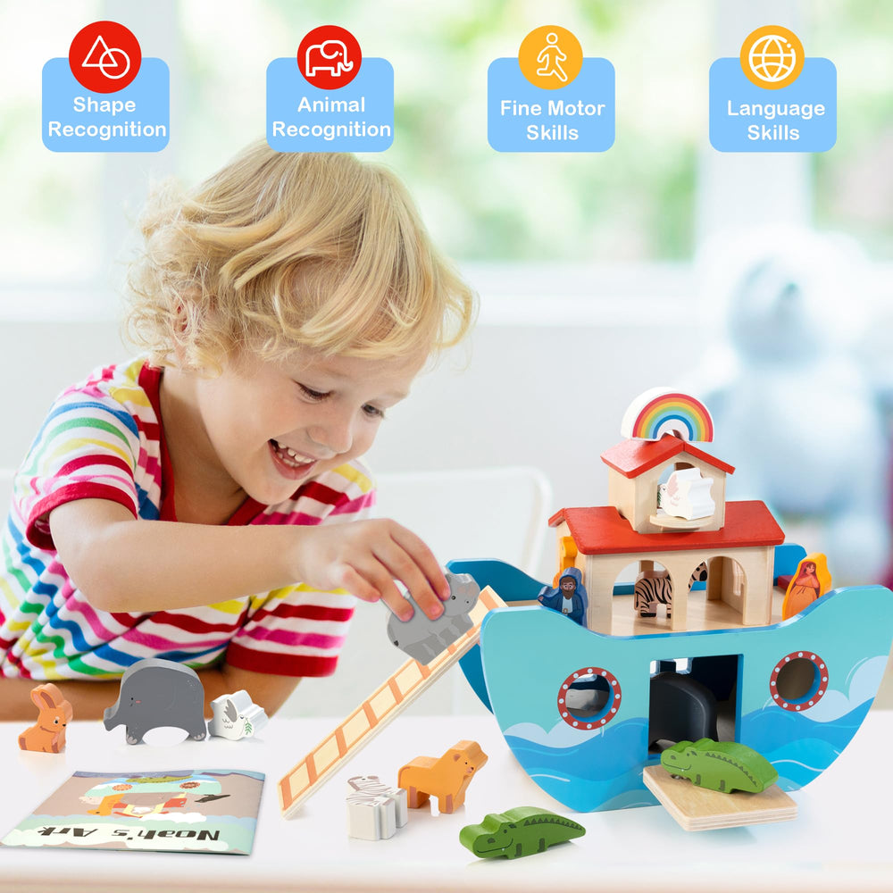 JUSTWOOD Noah's Ark storybook supports guided storytelling.