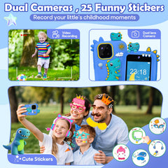 Jusvenmt dinosaur phone provides 44 educational games to boost curiosity.