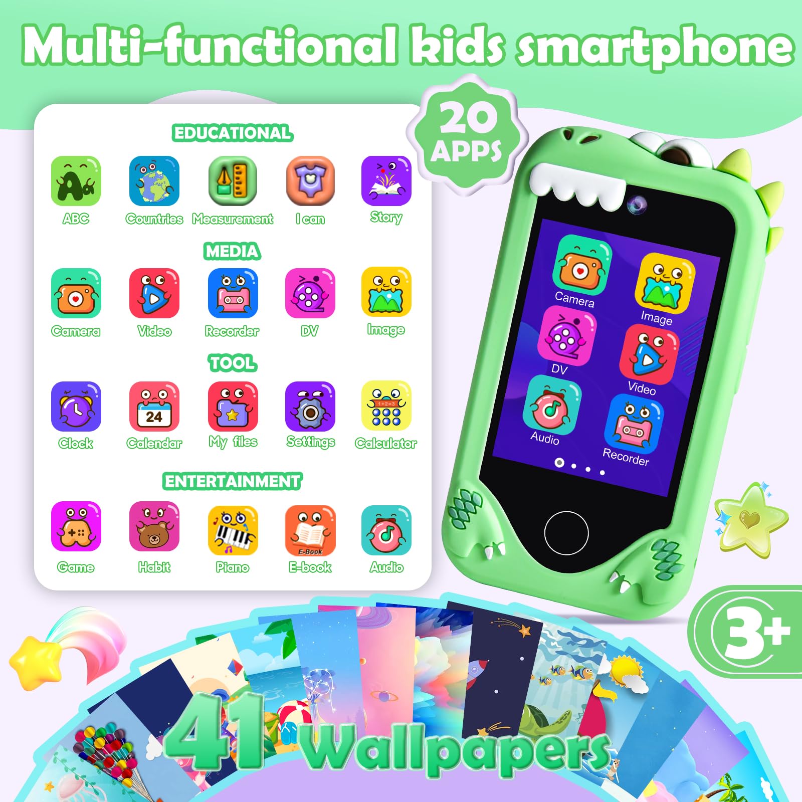 Jusvenmt dinosaur toy phone side view ideal for portable learning on the go