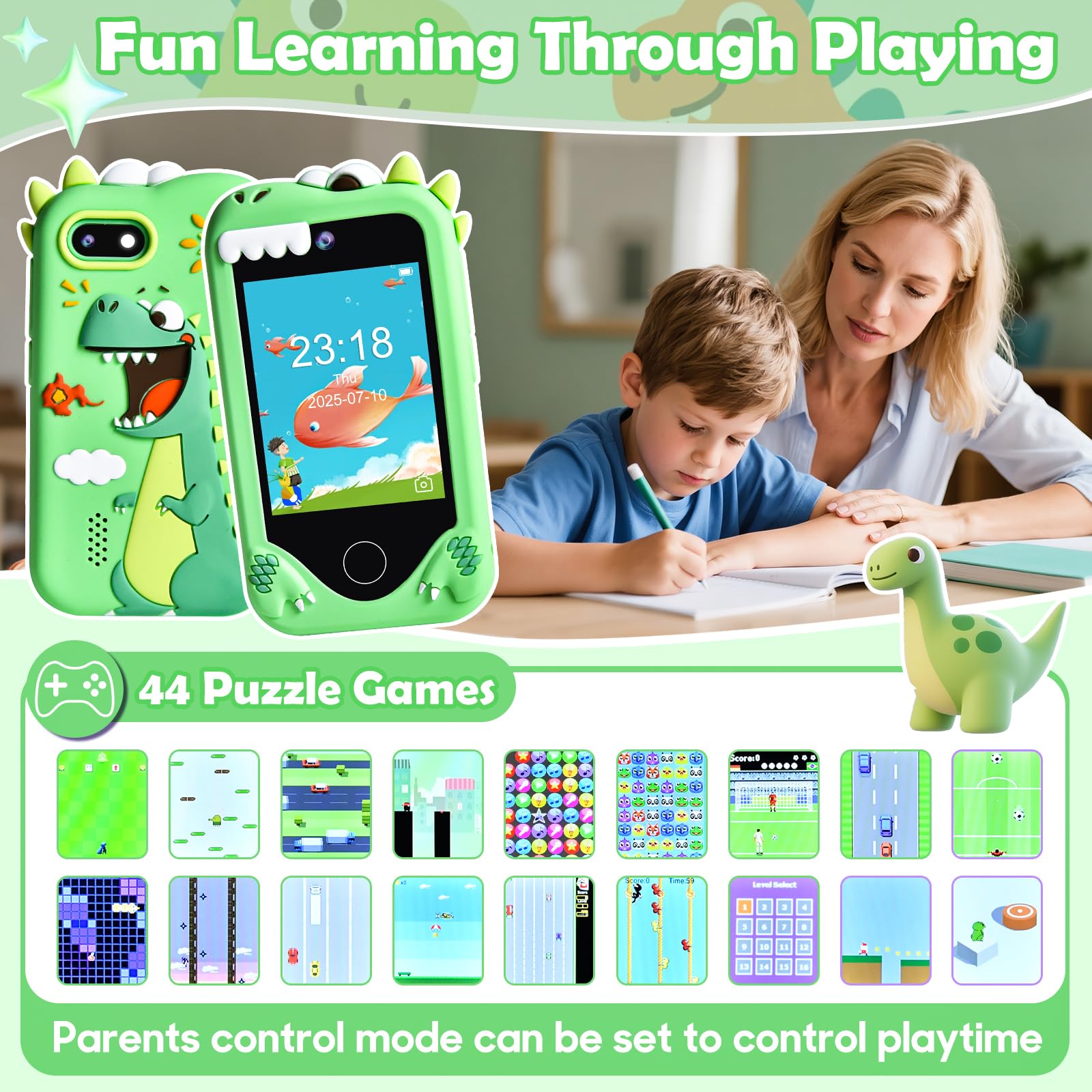 Jusvenmt silicone case protects the toy phone from drops during playtime