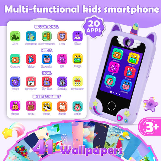 Jusvenmt kids smartphone purple dual cameras encourage creative photos