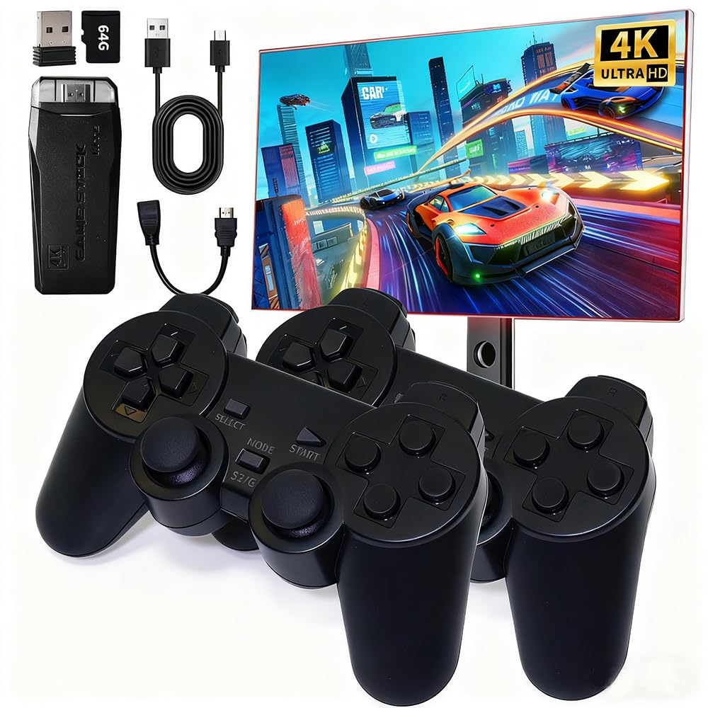 Jutyesi Retro Game Console Stick front view highlights plug-and-play setup for instant gaming.