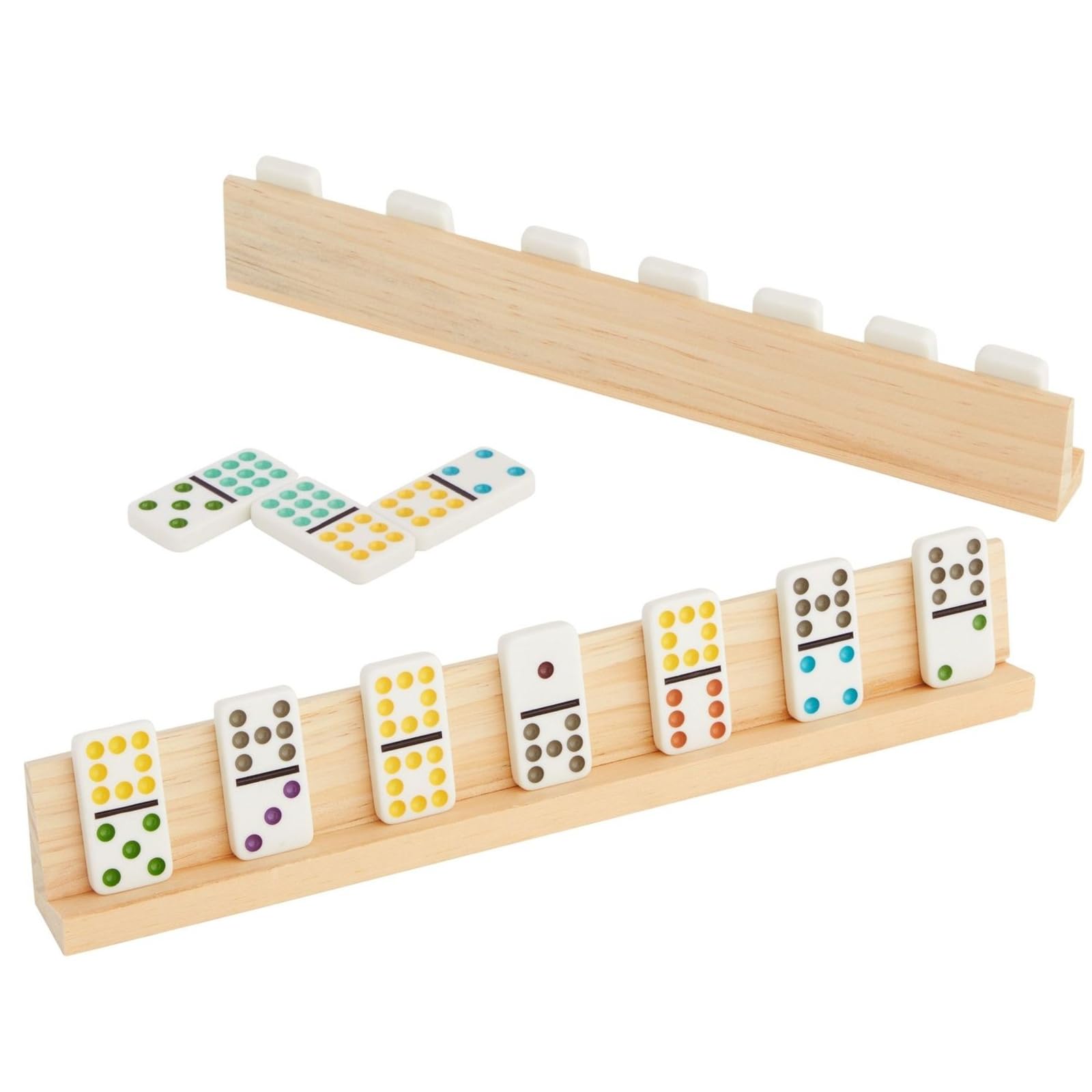 Juvale Dominoes Holders use durable natural wood for long-term game night use.