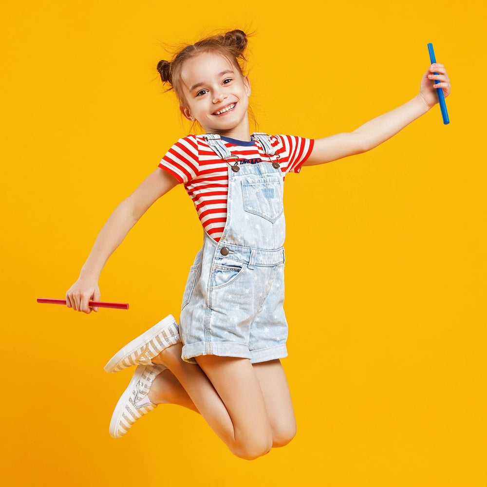 Juvale Rhythm Sticks held by a child showing safe, durable design for kids.