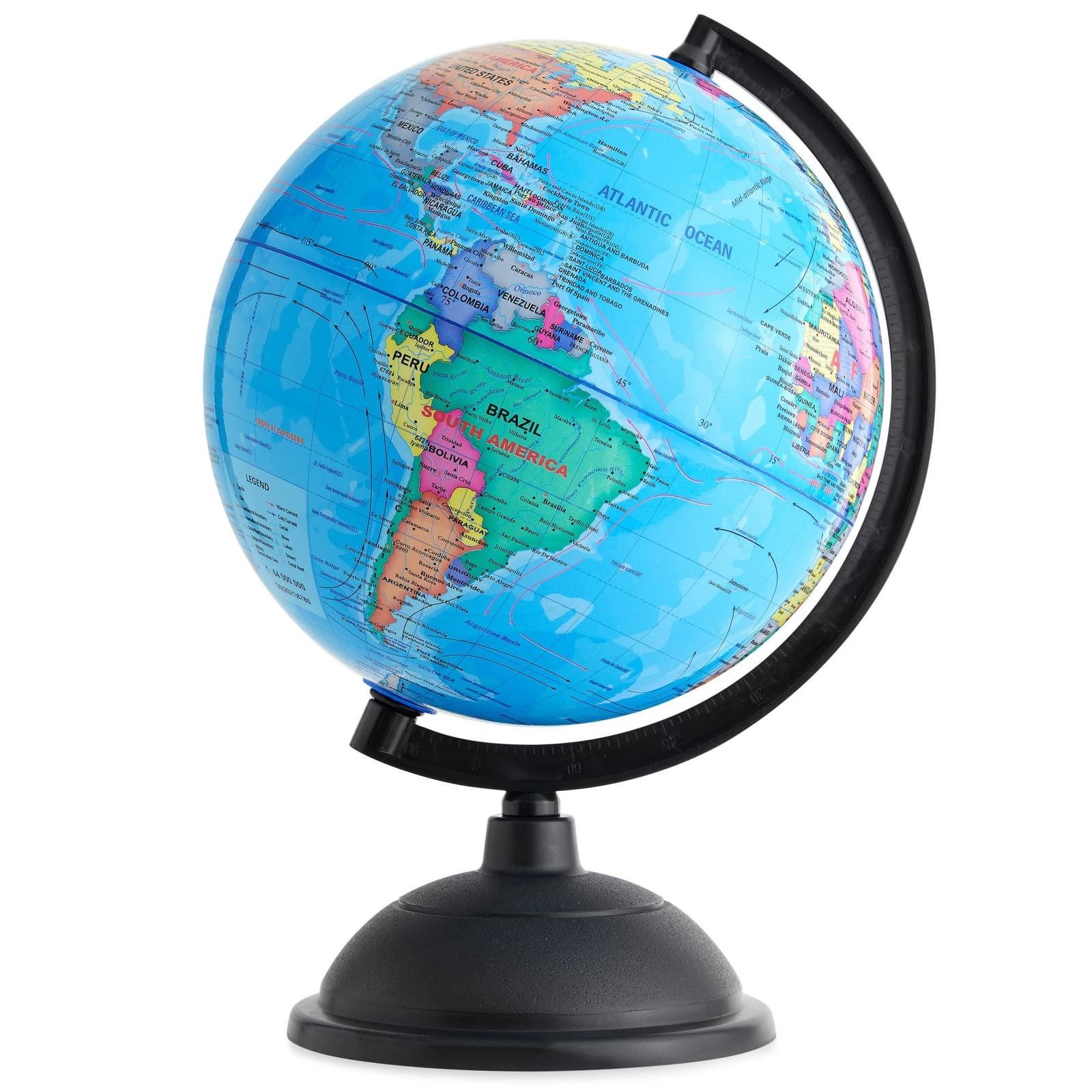 Juvale World Globe for Kids 8-inch with stand, ideal for classroom learning and desk decor.