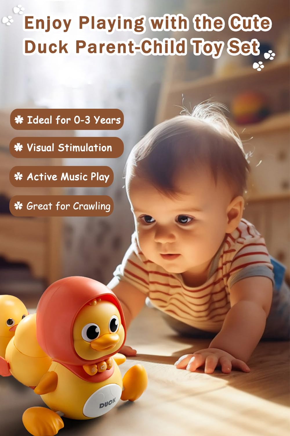 JUYEE Baby ducks walking in line to inspire coordinated play