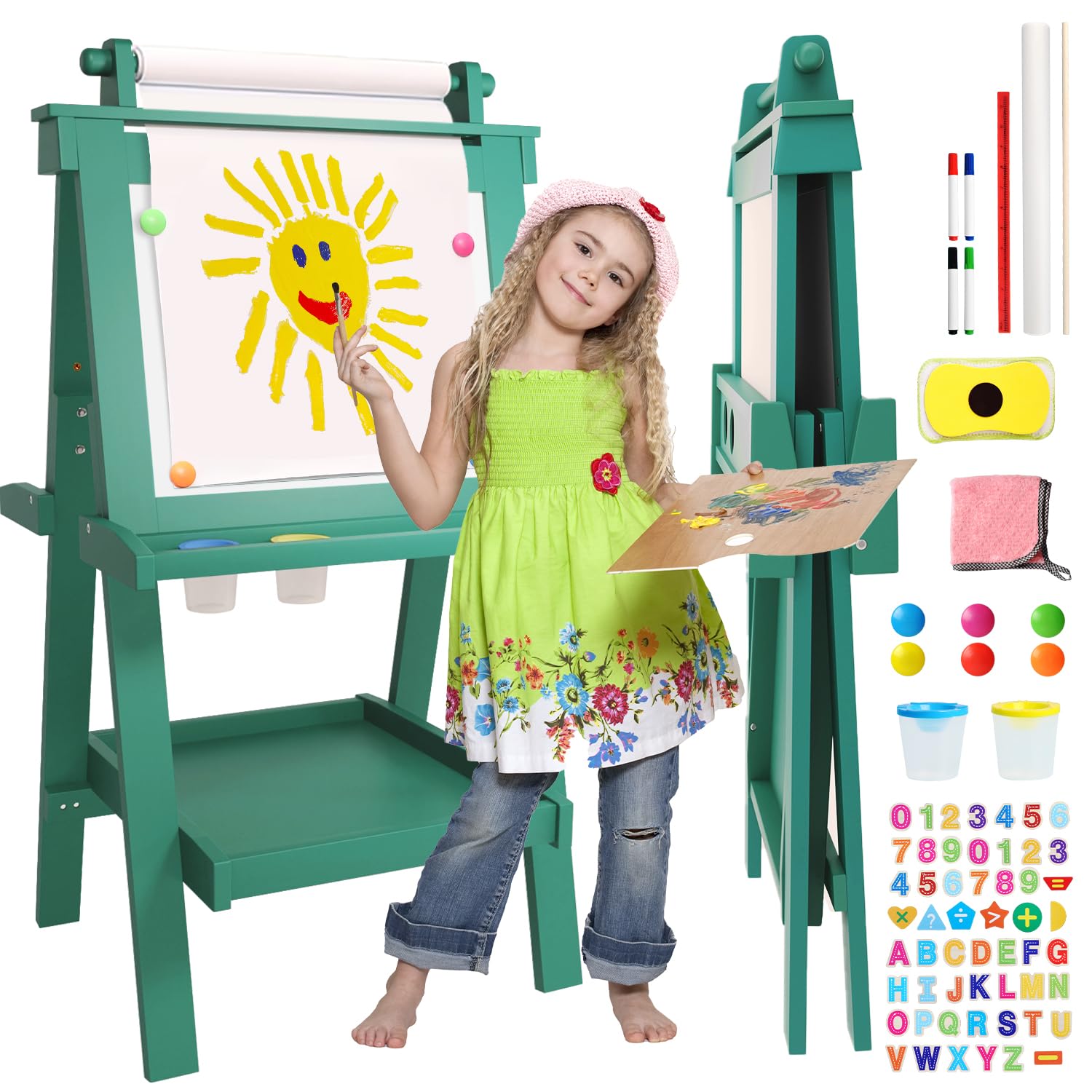 JUZBOT kids deluxe easel in folded design saves space for desks