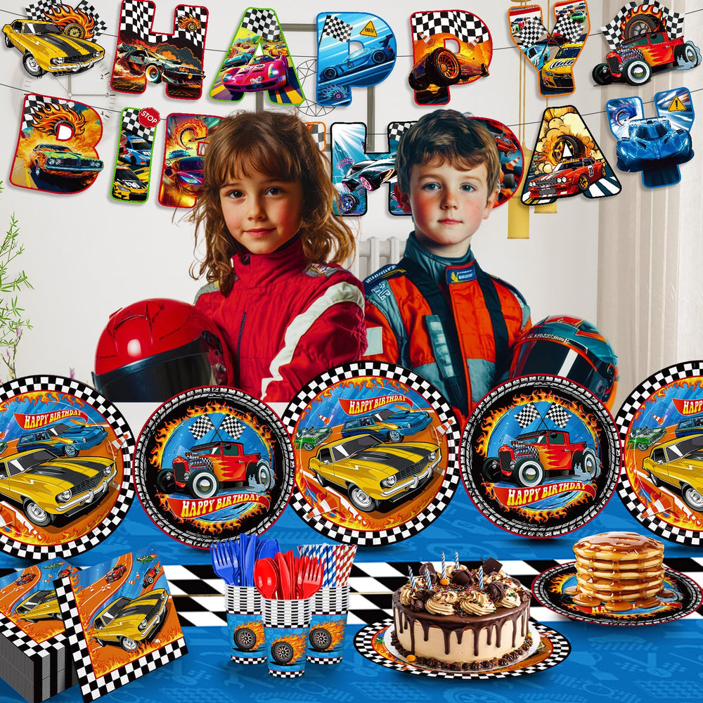 JVORFDG race car banner, festive flair and photo-ready backdrops.