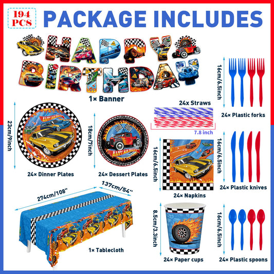 JVORFDG race car dessert plates 7inch, colorful and perfect for treats.