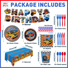 JVORFDG race car dessert plates 7inch, colorful and perfect for treats.