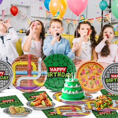 JVORFDG turtle party scene shows vibrant, kid-friendly birthday setup.