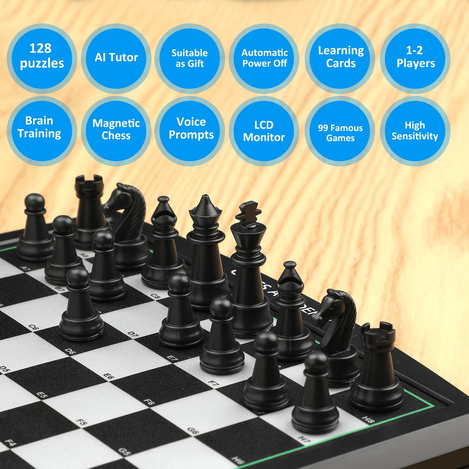 JWSCHESSSUN Talking Chess Academy voice tutor guiding moves and alerts.