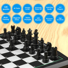 JWSCHESSSUN Talking Chess Academy voice tutor guiding moves and alerts.