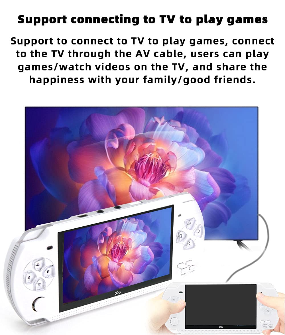JXD handheld console multimedia features support movies, music, and e-books.