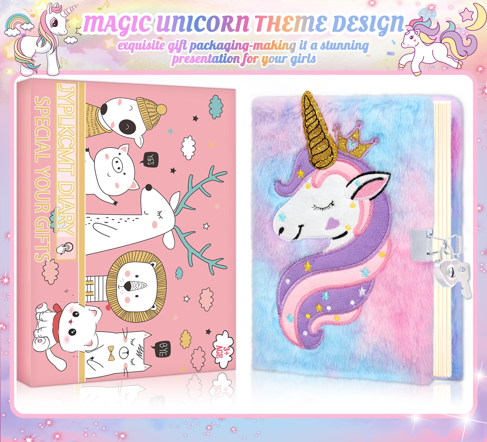 JYPLKCMT fluffy diary shows four pattern options for personalization