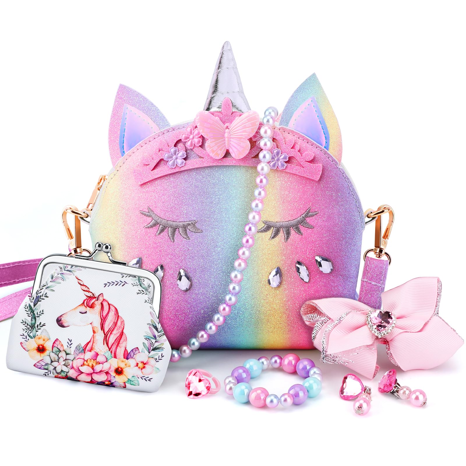 JYPS toddler crossbody purse in rainbow design for pretend play