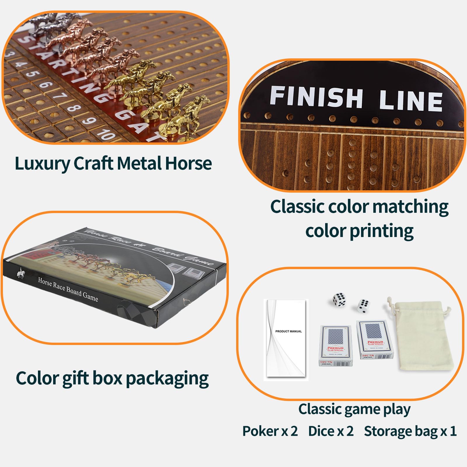 Jyquorp Horse Race Board with cards and two boxes for organization.