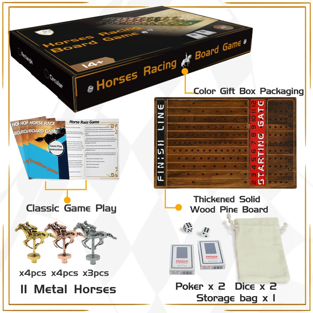 Jyquorp Horse Race Board Game metal horses highlight premium metal figures with lasting performance.