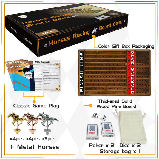 Jyquorp Horse Race Board Game metal horses highlight premium metal figures with lasting performance.