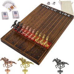 Jyquorp Horse Race Board Game wooden board showcases solid wood craftsmanship for durable family play.