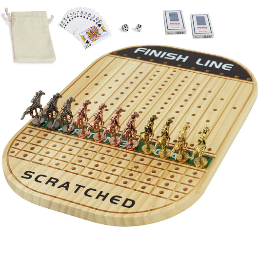 Jyquorp Horse Race board game wooden board for durable family play