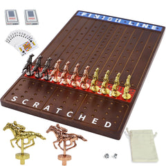Jyquorp metal horse race board game top view in walnut finish for family play.
