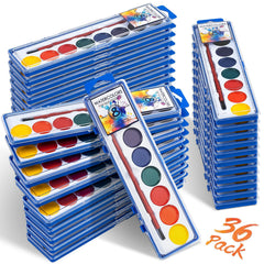 Jyusmile 36-pack watercolor set with brush, vibrant colors ready for classroom art