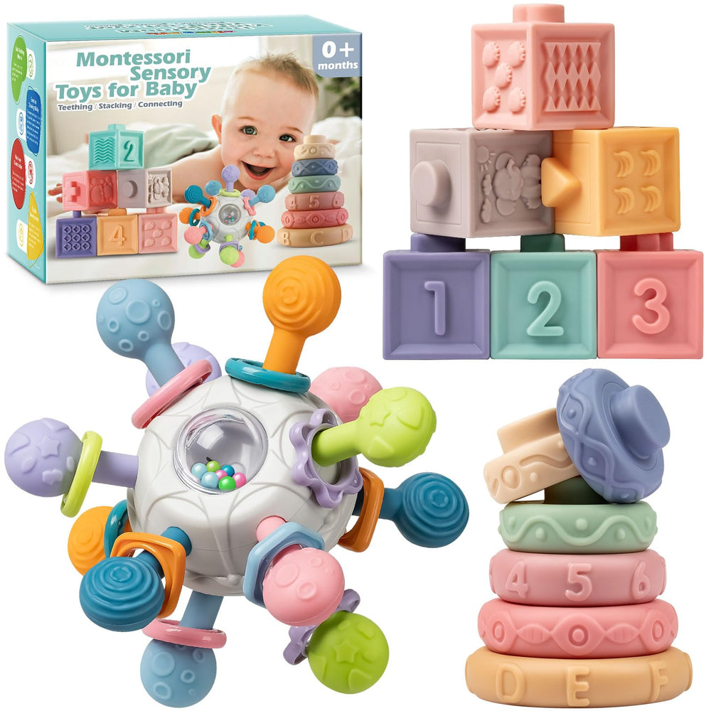 Jyusmile baby teether with 12 textured chew points soothes gums on contact.