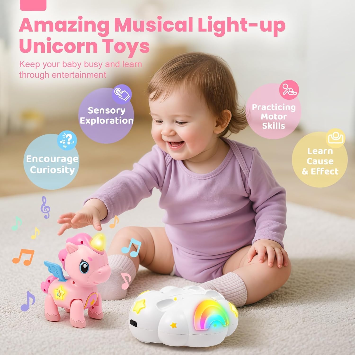 Jyusmile toy demonstrates three crawling path options to boost mobility