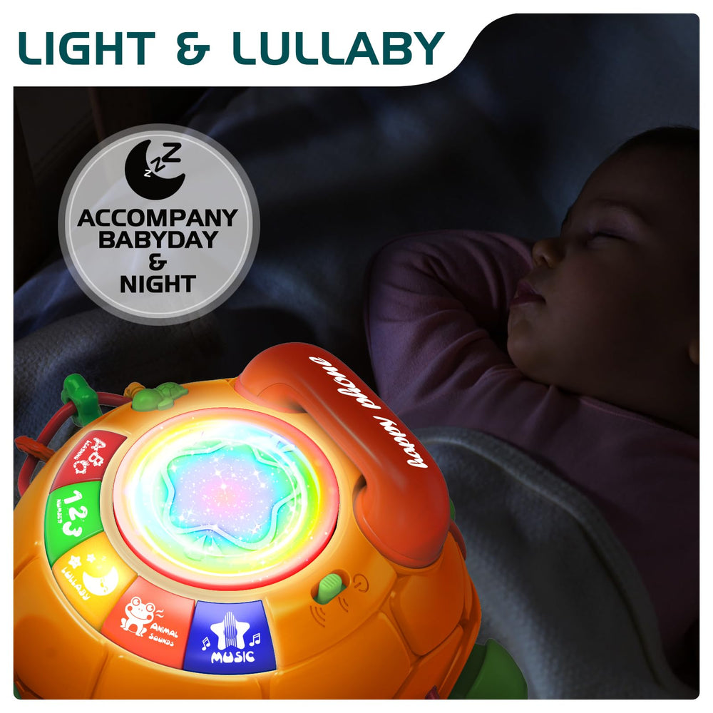 Jyusmile turtle highlights ABC and 123 for early learning moments.