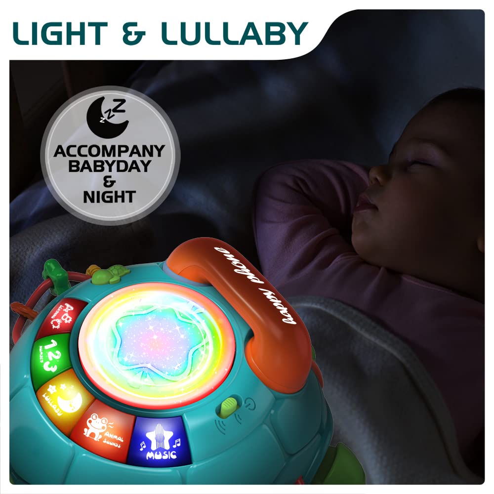 Jyusmile built-in lullabies and soft lights aid calm, bedtime routines.
