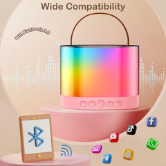 JYX pink LED light modes illuminate the room during karaoke