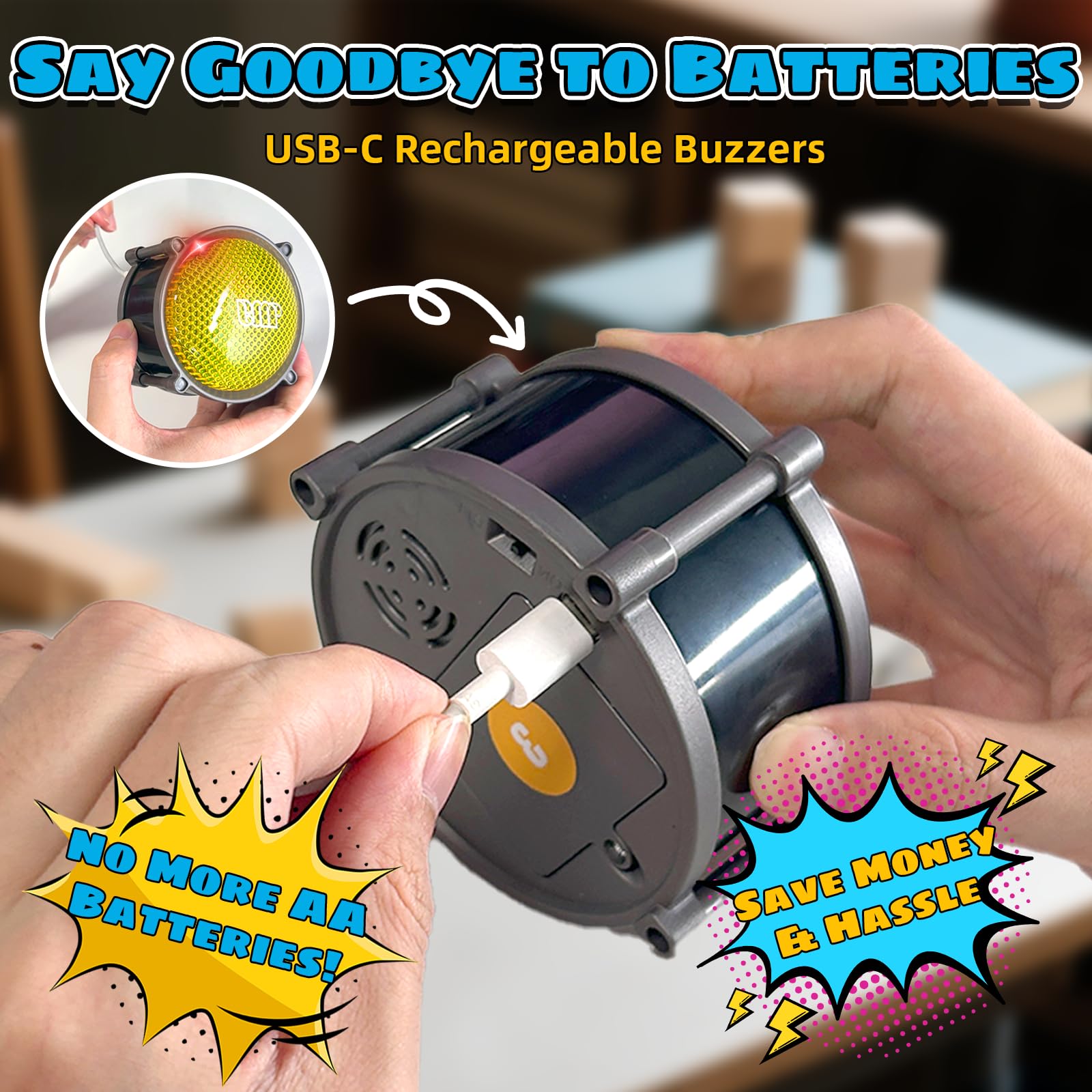 Jyyuehai buzzer system functions across 165 ft for large rooms and venues.