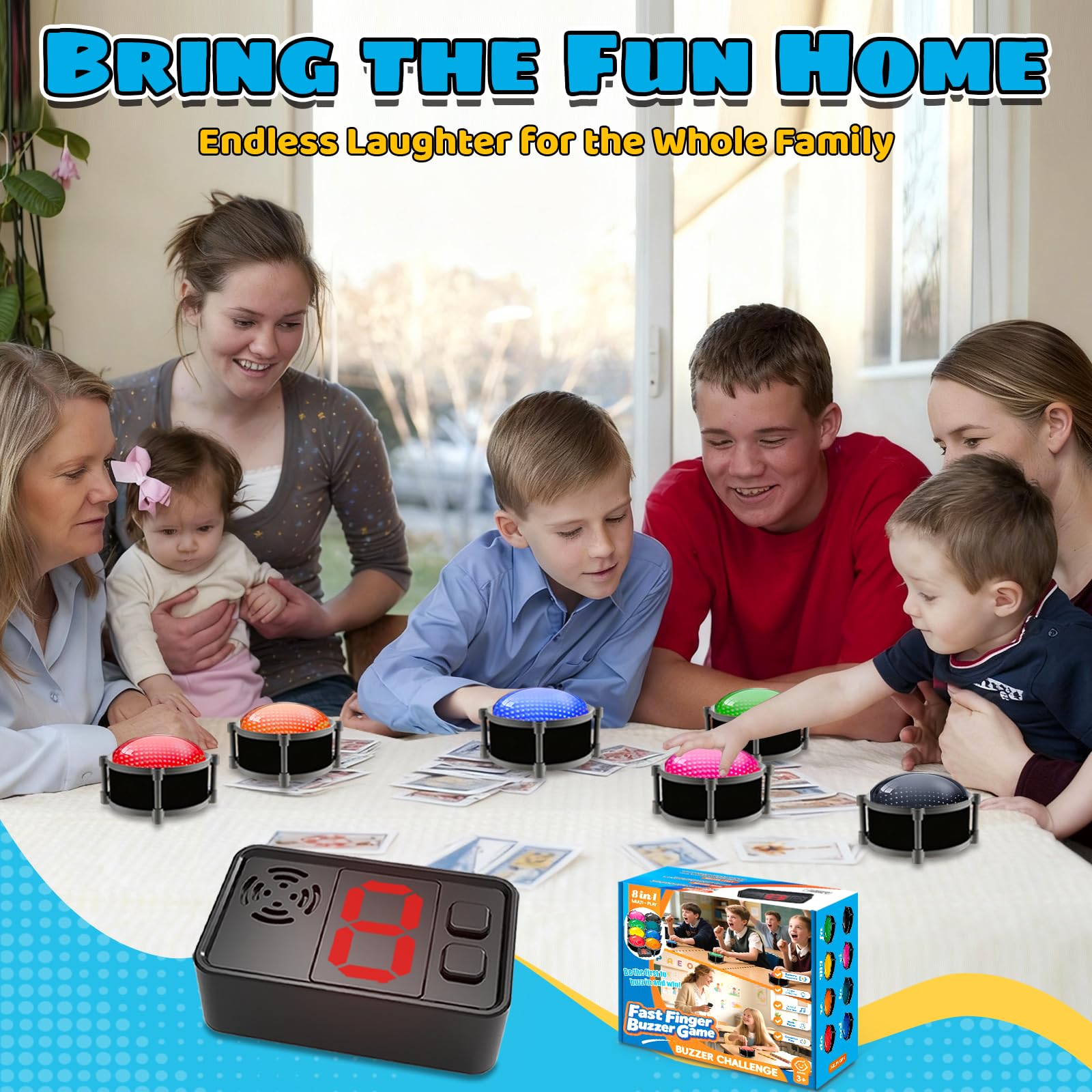 Jyyuehai game show console with bright LEDs enhances visibility during play.