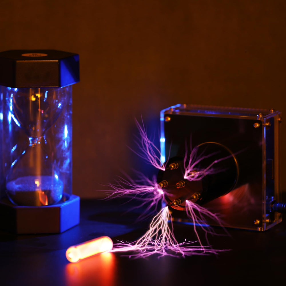 JZENT educational Tesla coil demo in a classroom setting.