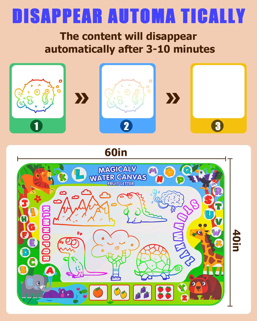 JZSIJ hopscotch rug with dinosaur design for active learning.