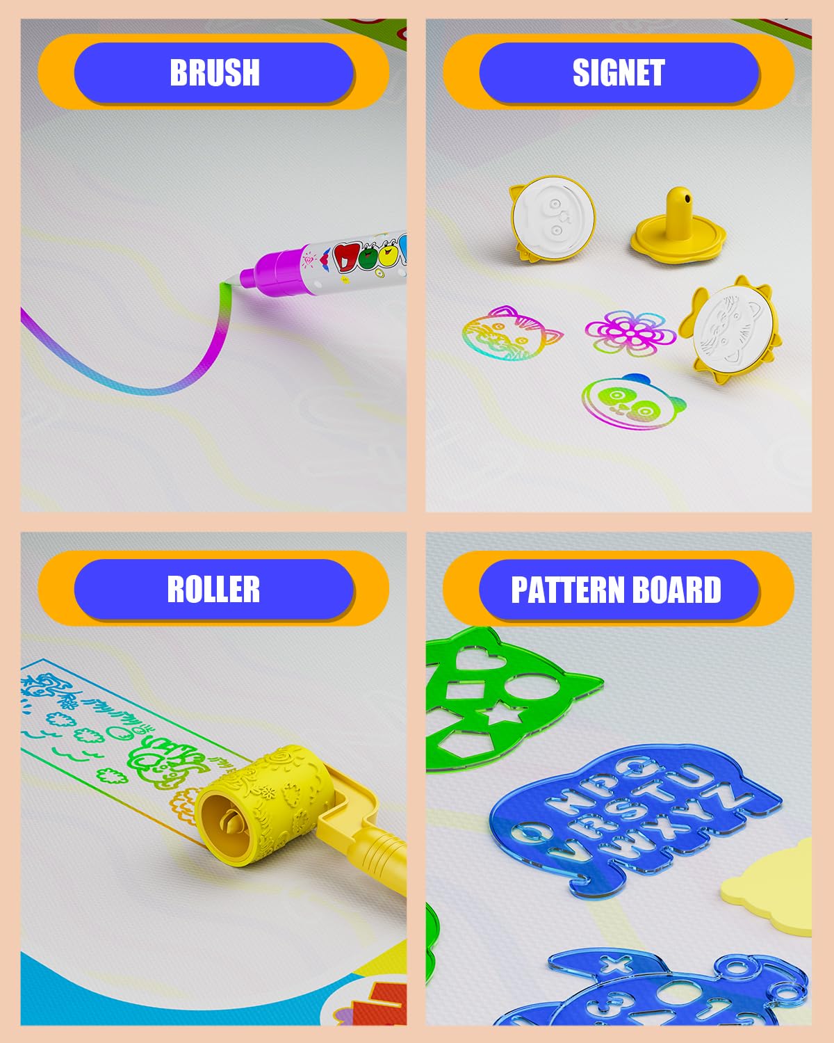 JZSIJ painting templates help kids explore shapes and letters.