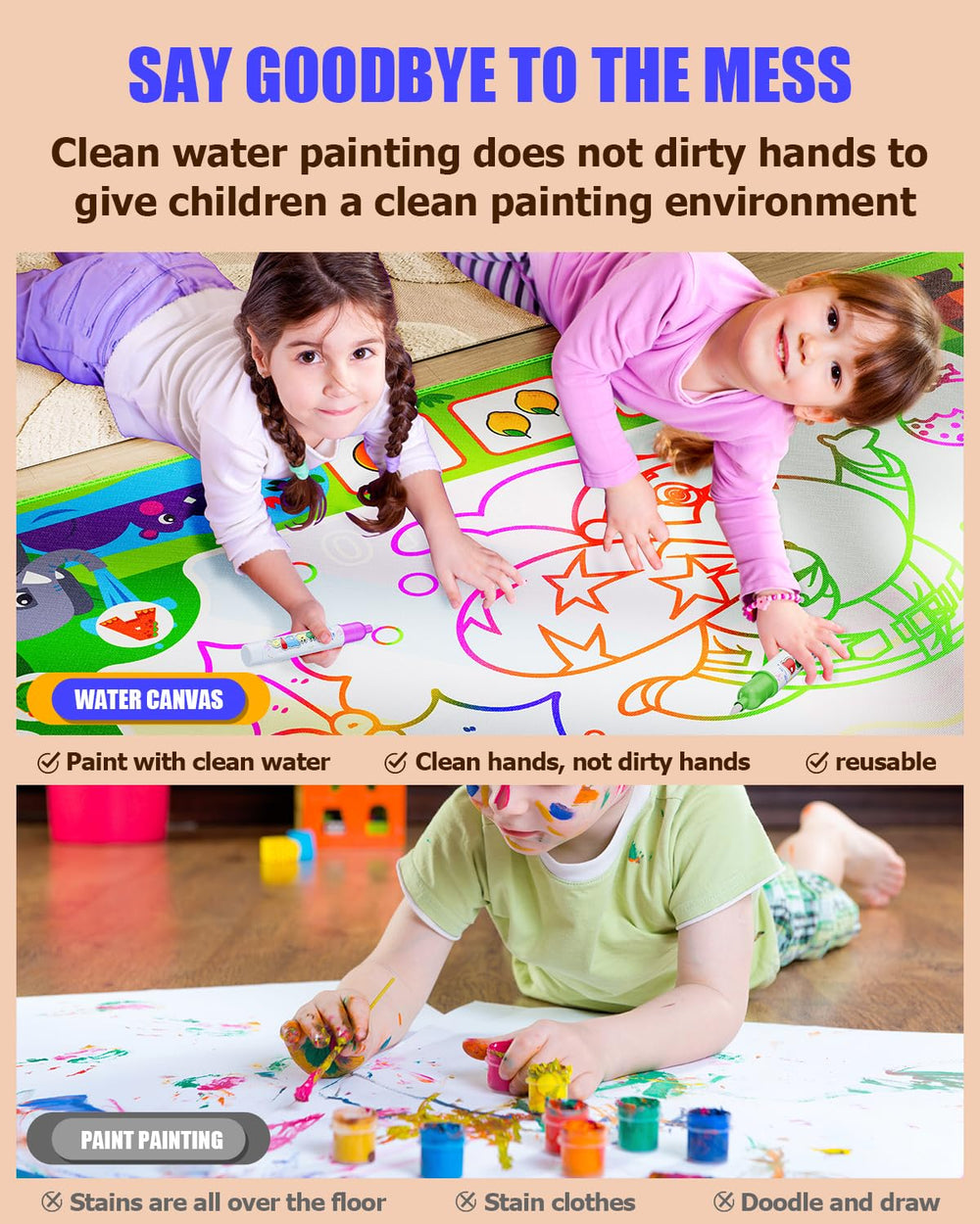 JZSIJ six water doodle pens for mess-free drawing sessions.